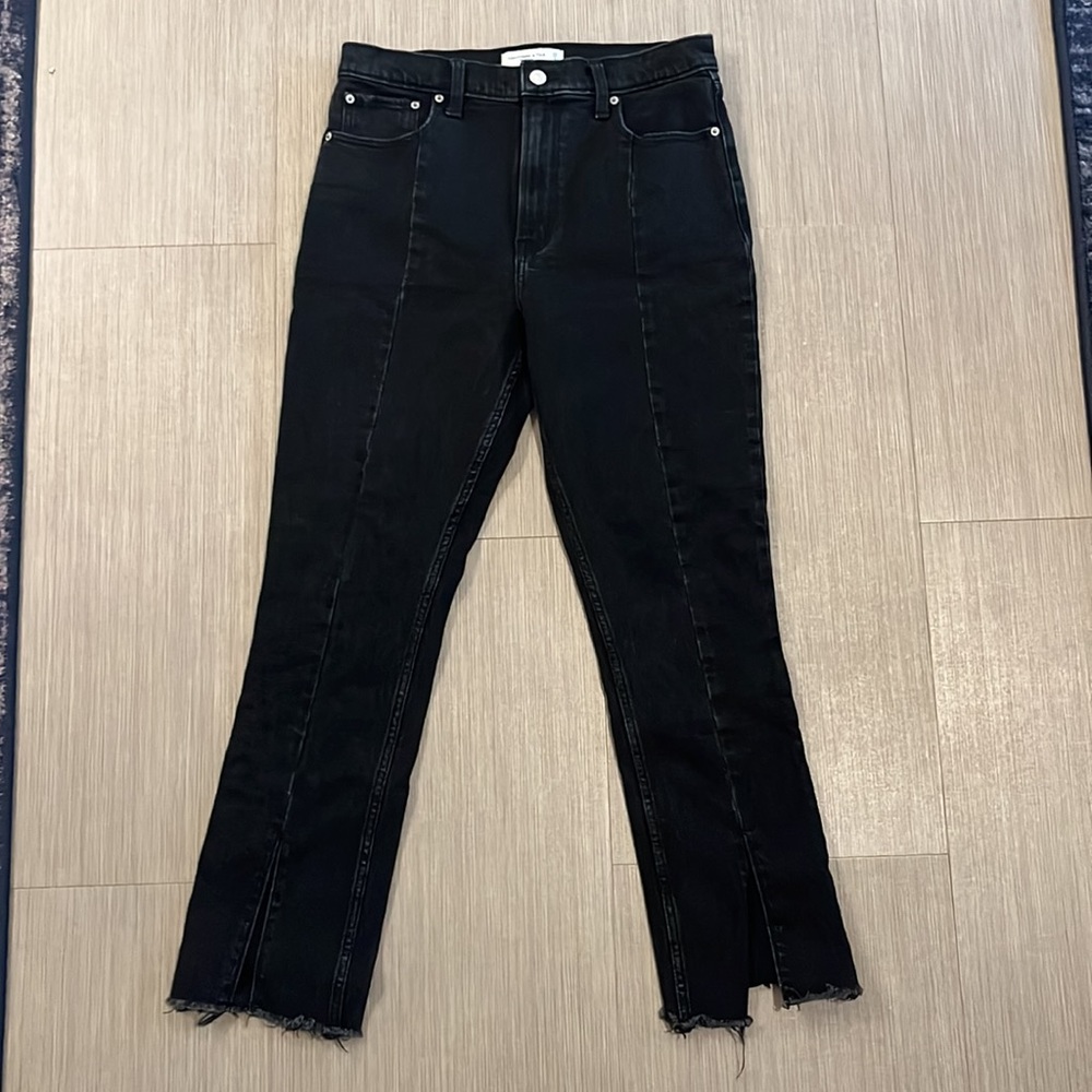 Abercrombie & Fitch Black The Skinny High Rise Split Hem Jeans 8 short